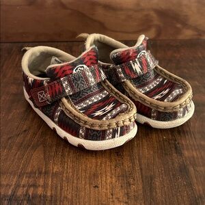 Twisted X Kids Moccasins - Red and Brown Pattern